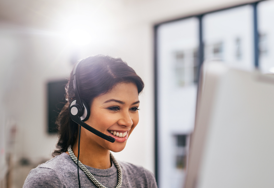 logistics services representative speaking with headset