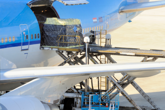 air freight loading onto plane