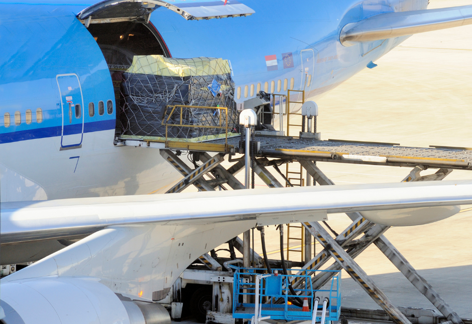 air freight loading onto plane